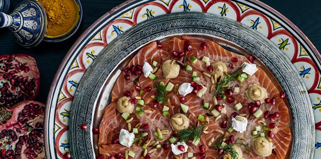 Laxcarpaccio med libanesisk getost