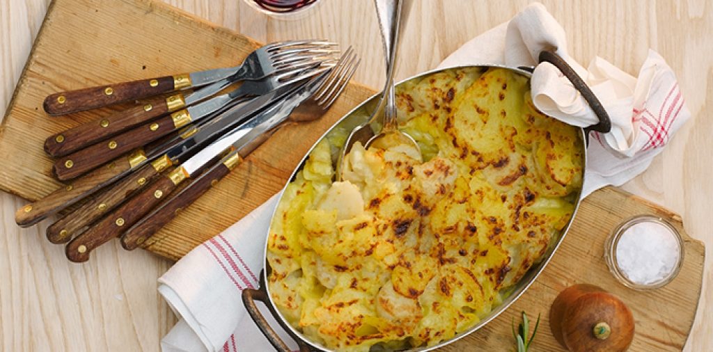 Potatis- och jordärtskocksgratäng