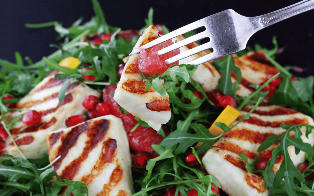 Halloumi förrätt med granatäpple