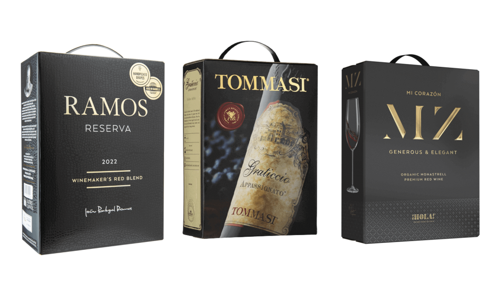 Rött vin på box