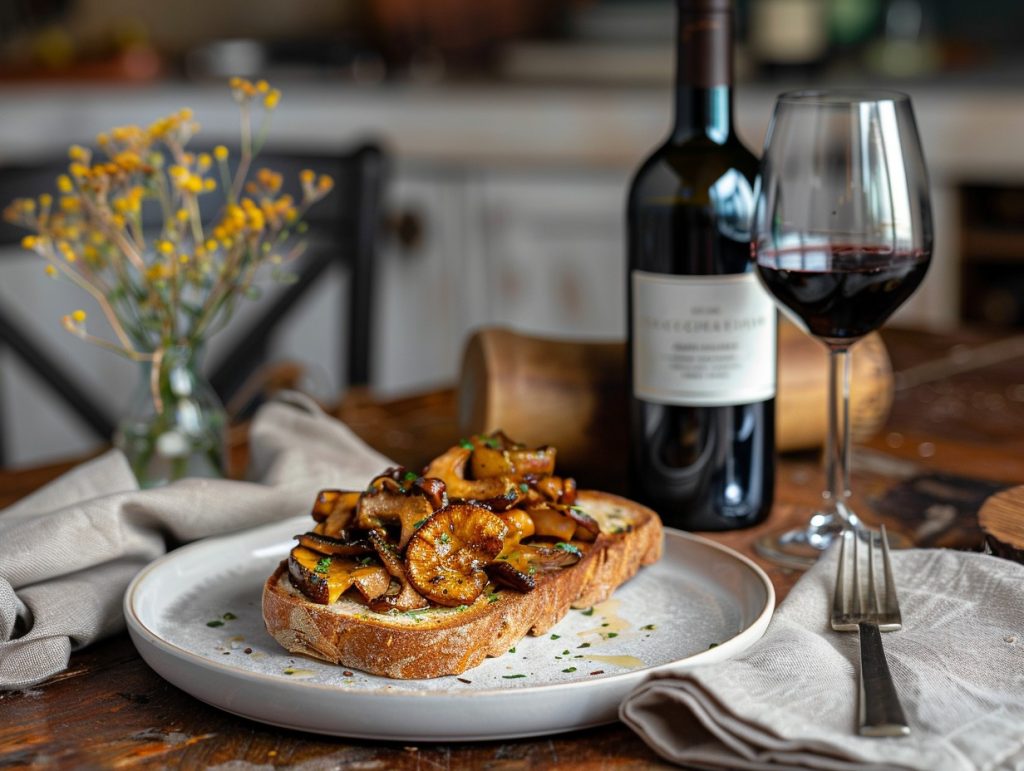 Rött vin till kantarelltoast