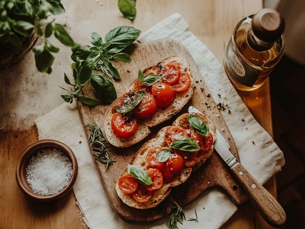 Bruschetta – fräscha ingredienser på krispigt bröd